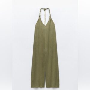 BNWT Zara woven strap Palazzo Jumpsuit Medium